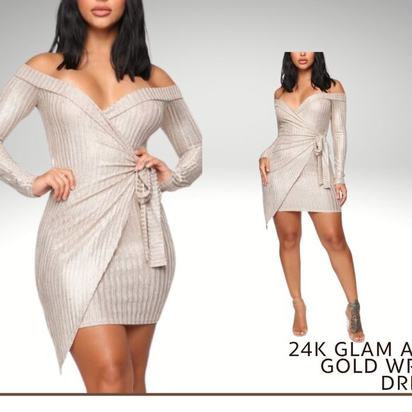 Dresses & Skirts - 24K Gold & Glam Wrap Dress